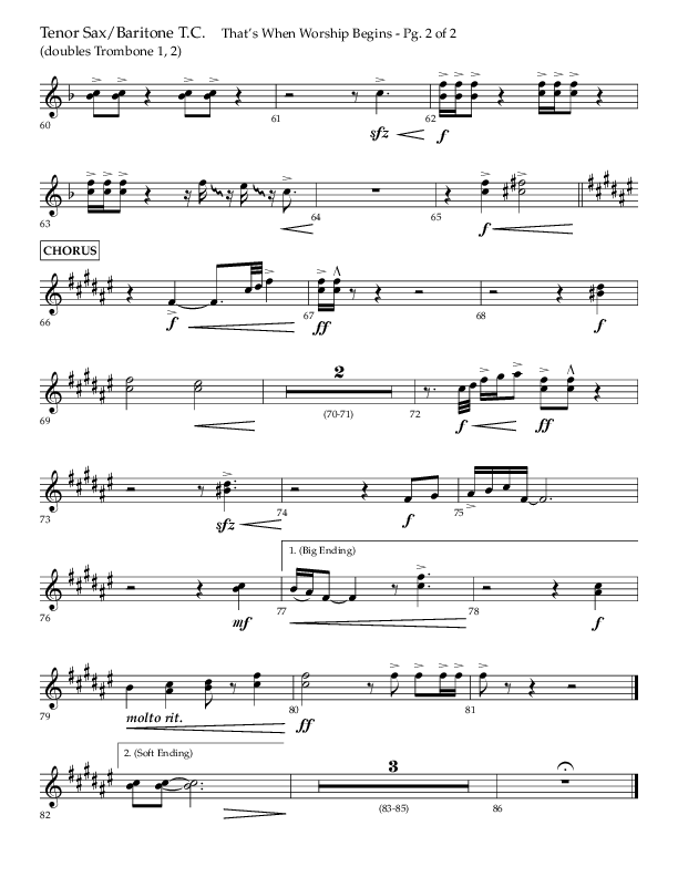 That's When Worship Begins (Choral Anthem SATB) Tenor Sax/Baritone T.C. (Lifeway Choral / Arr. John Bolin / Arr. Don Koch / Orch. Cliff Duren)