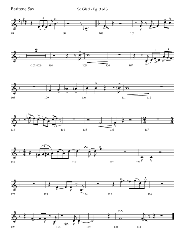 So Glad with Love Lifted Me (Choral Anthem SATB) Bari Sax (Lifeway Choral / Arr. Bradley Knight)