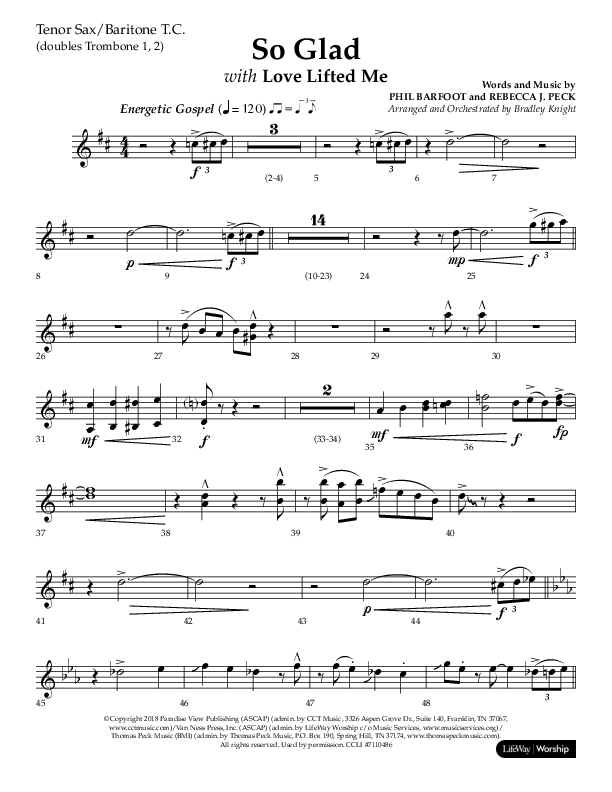 So Glad with Love Lifted Me (Choral Anthem SATB) Tenor Sax/Baritone T.C. (Lifeway Choral / Arr. Bradley Knight)