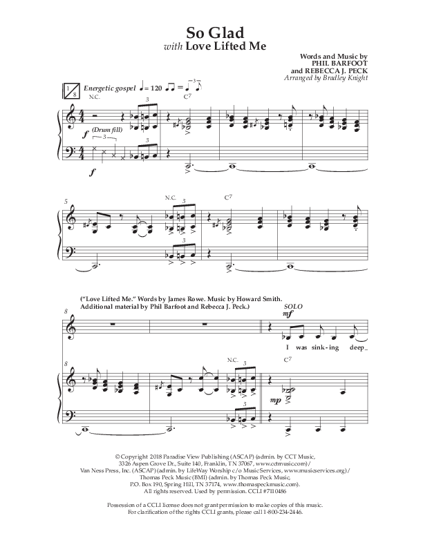 So Glad with Love Lifted Me (Choral Anthem SATB) Anthem (SATB/Piano) (Lifeway Choral / Arr. Bradley Knight)