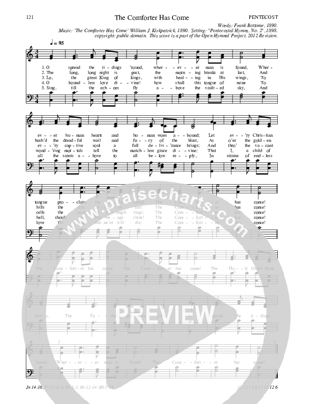 The Comforter Has Come Hymn Sheet (SATB) (Traditional Hymn)