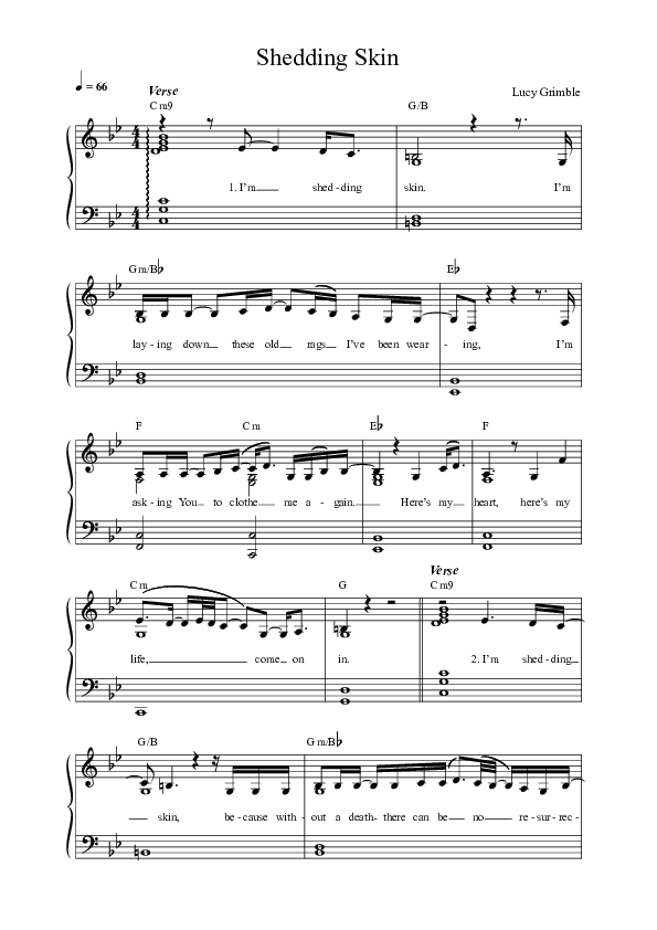 Shedding Skin Lead Sheet Melody (Lucy Grimble)