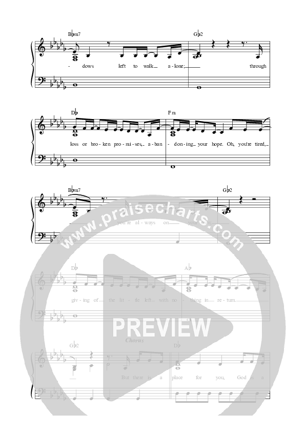 A Place For You Lead Sheet Melody (FAITHFUL)