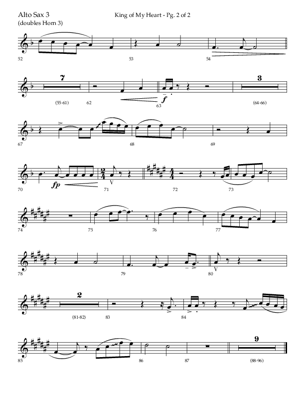 King Of My Heart (Choral Anthem SATB) Alto Sax (Lifeway Choral / Arr. Bradley Knight)