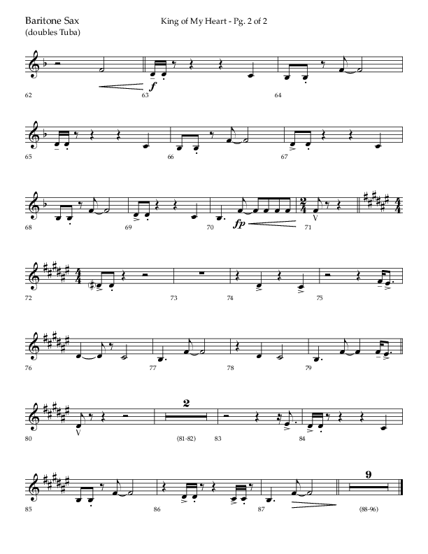 King Of My Heart (Choral Anthem SATB) Bari Sax (Lifeway Choral / Arr. Bradley Knight)