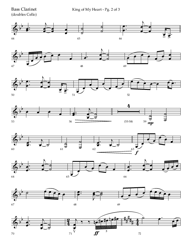 King Of My Heart (Choral Anthem SATB) Bass Clarinet (Lifeway Choral / Arr. Bradley Knight)