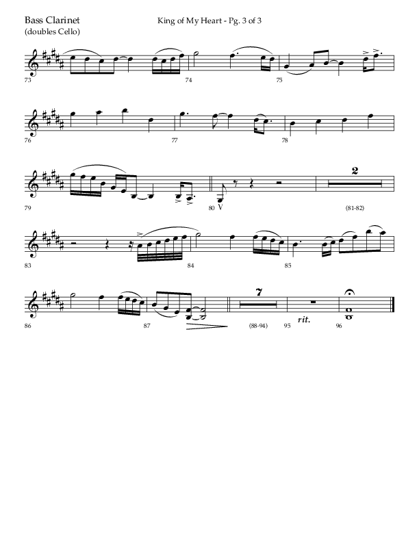King Of My Heart (Choral Anthem SATB) Bass Clarinet (Lifeway Choral / Arr. Bradley Knight)