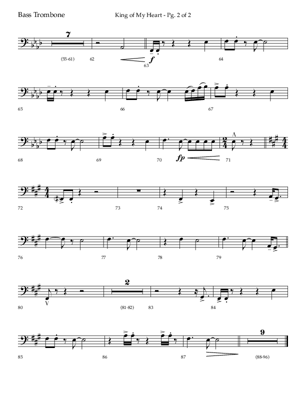 King Of My Heart (Choral Anthem SATB) Bass Trombone (Lifeway Choral / Arr. Bradley Knight)
