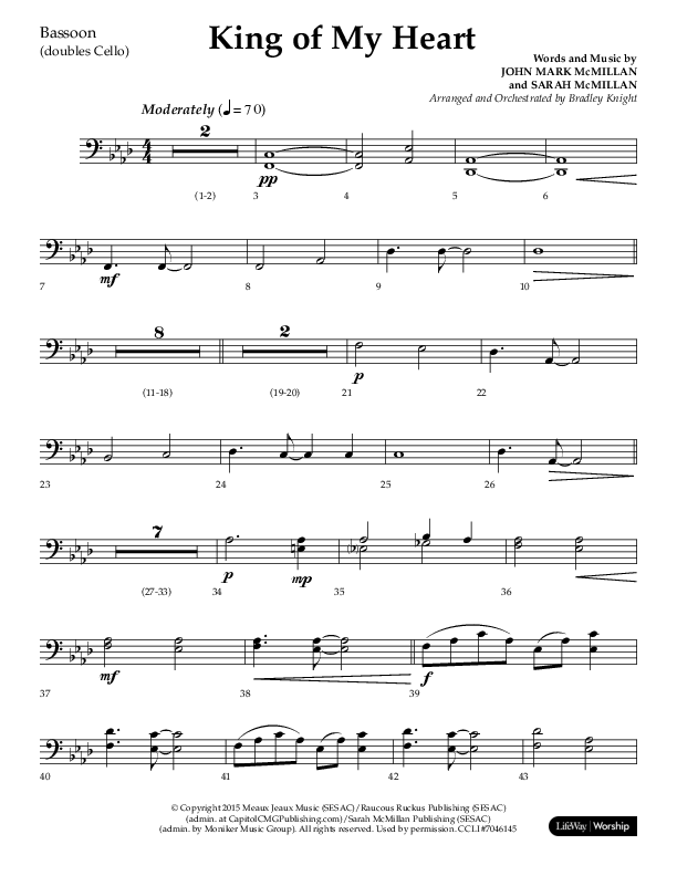 King Of My Heart (Choral Anthem SATB) Bassoon (Lifeway Choral / Arr. Bradley Knight)