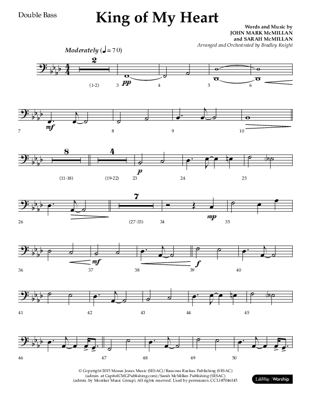 King Of My Heart (Choral Anthem SATB) Double Bass (Lifeway Choral / Arr. Bradley Knight)