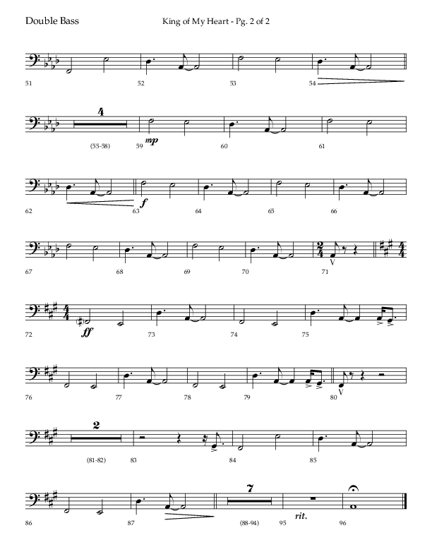 King Of My Heart (Choral Anthem SATB) Double Bass (Lifeway Choral / Arr. Bradley Knight)