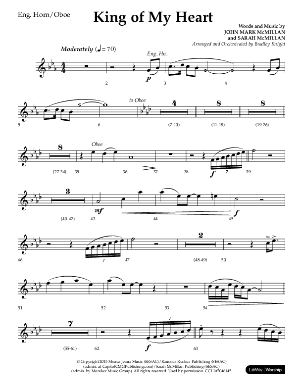 King Of My Heart (Choral Anthem SATB) English Horn (Lifeway Choral / Arr. Bradley Knight)