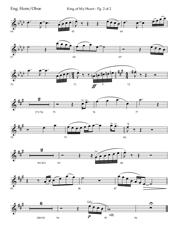 King Of My Heart (Choral Anthem SATB) English Horn (Lifeway Choral / Arr. Bradley Knight)