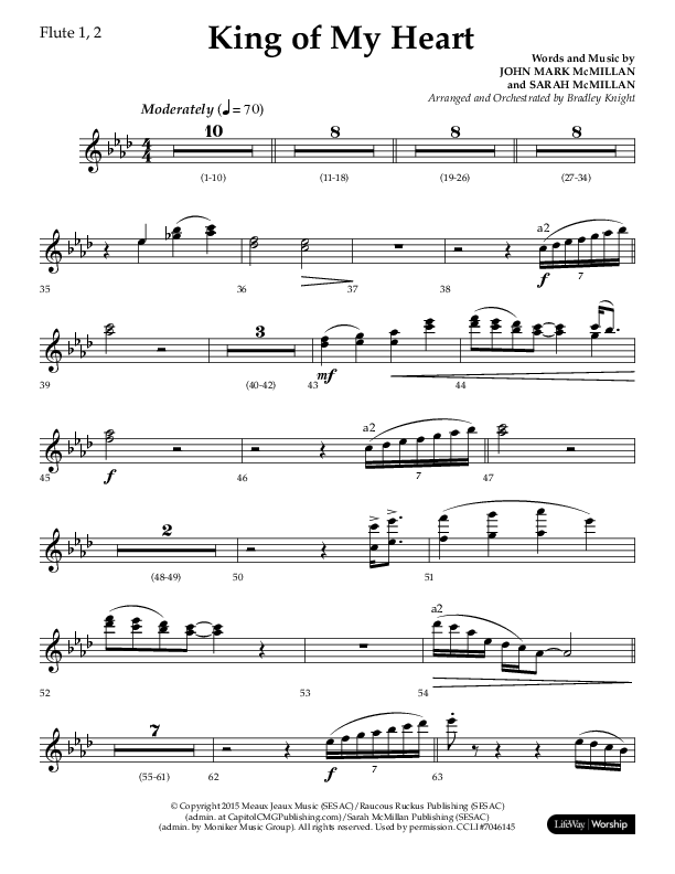 King Of My Heart (Choral Anthem SATB) Flute 1/2 (Lifeway Choral / Arr. Bradley Knight)