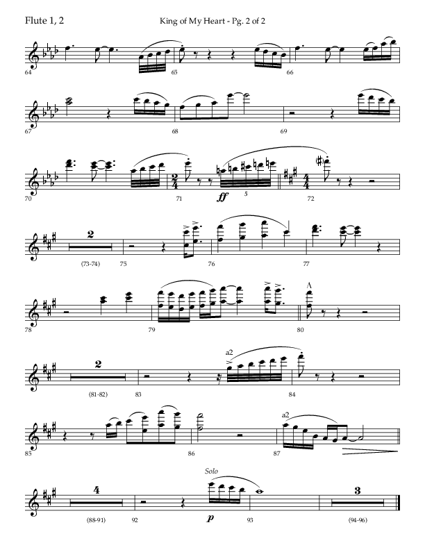 King Of My Heart (Choral Anthem SATB) Flute 1/2 (Lifeway Choral / Arr. Bradley Knight)