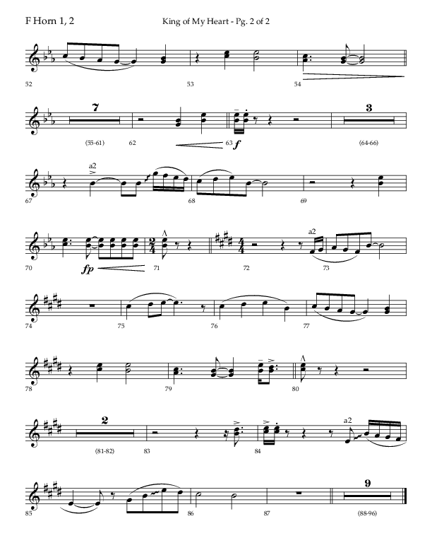 King Of My Heart (Choral Anthem SATB) French Horn 1/2 (Lifeway Choral / Arr. Bradley Knight)