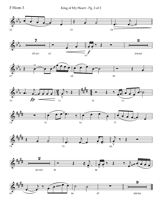 King Of My Heart (Choral Anthem SATB) French Horn 3 (Lifeway Choral / Arr. Bradley Knight)