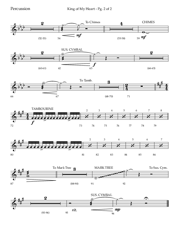 King Of My Heart (Choral Anthem SATB) Percussion (Lifeway Choral / Arr. Bradley Knight)