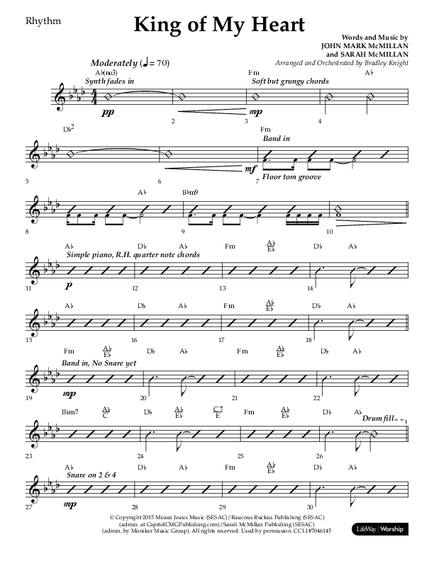 King Of My Heart (Choral Anthem SATB) Lead Melody & Rhythm (Lifeway Choral / Arr. Bradley Knight)