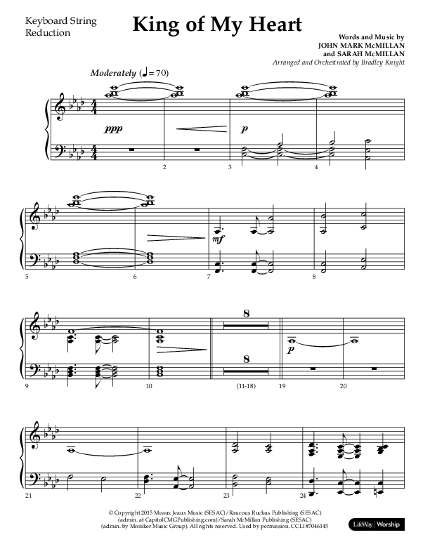 King Of My Heart (Choral Anthem SATB) String Reduction (Lifeway Choral / Arr. Bradley Knight)