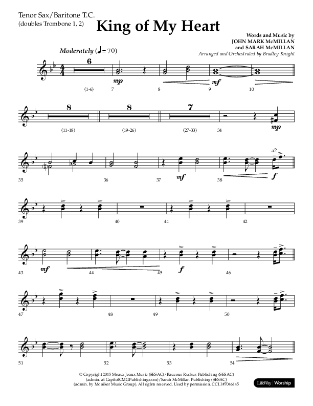 King Of My Heart (Choral Anthem SATB) Tenor Sax/Baritone T.C. (Lifeway Choral / Arr. Bradley Knight)