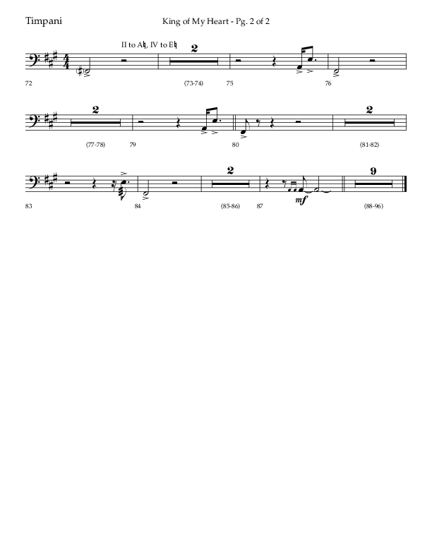 King Of My Heart (Choral Anthem SATB) Timpani (Lifeway Choral / Arr. Bradley Knight)