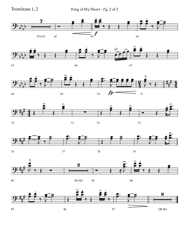 King Of My Heart (Choral Anthem SATB) Trombone 1/2 (Lifeway Choral / Arr. Bradley Knight)
