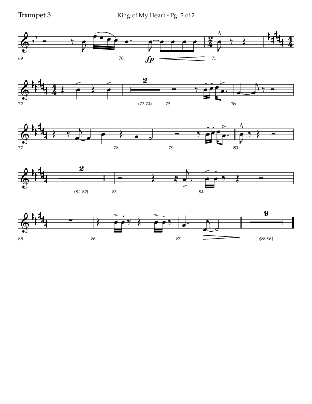 King Of My Heart (Choral Anthem SATB) Trumpet 3 (Lifeway Choral / Arr. Bradley Knight)