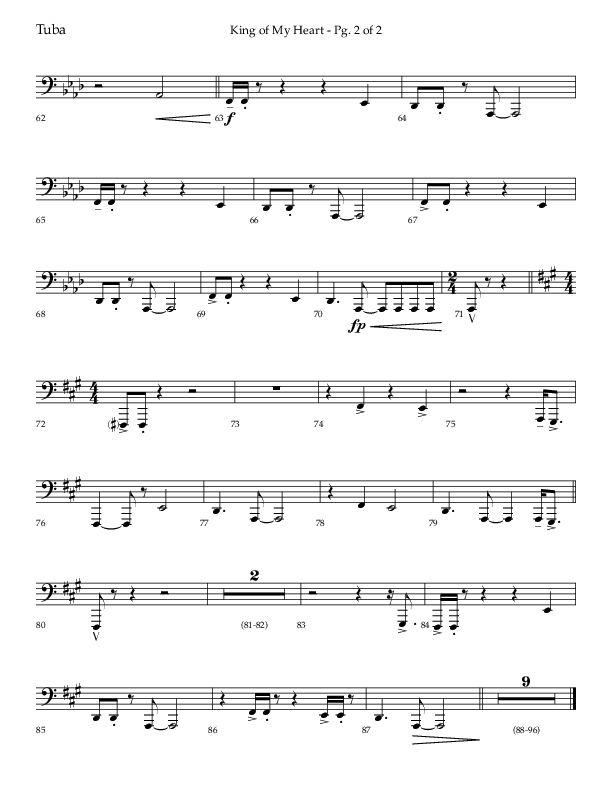 King Of My Heart (Choral Anthem SATB) Tuba (Lifeway Choral / Arr. Bradley Knight)