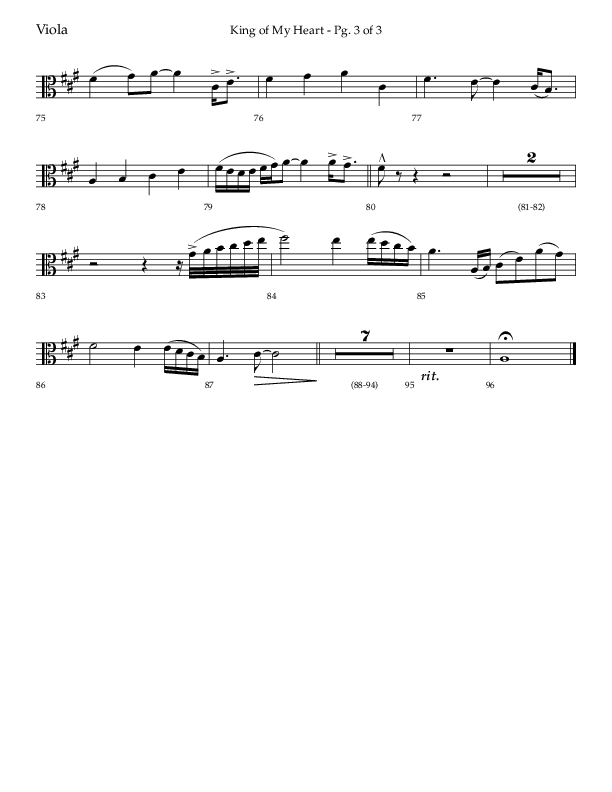 King Of My Heart (Choral Anthem SATB) Viola (Lifeway Choral / Arr. Bradley Knight)