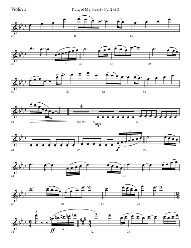 King Of My Heart (Choral Anthem SATB) Violin 1 (Lifeway Choral / Arr. Bradley Knight)