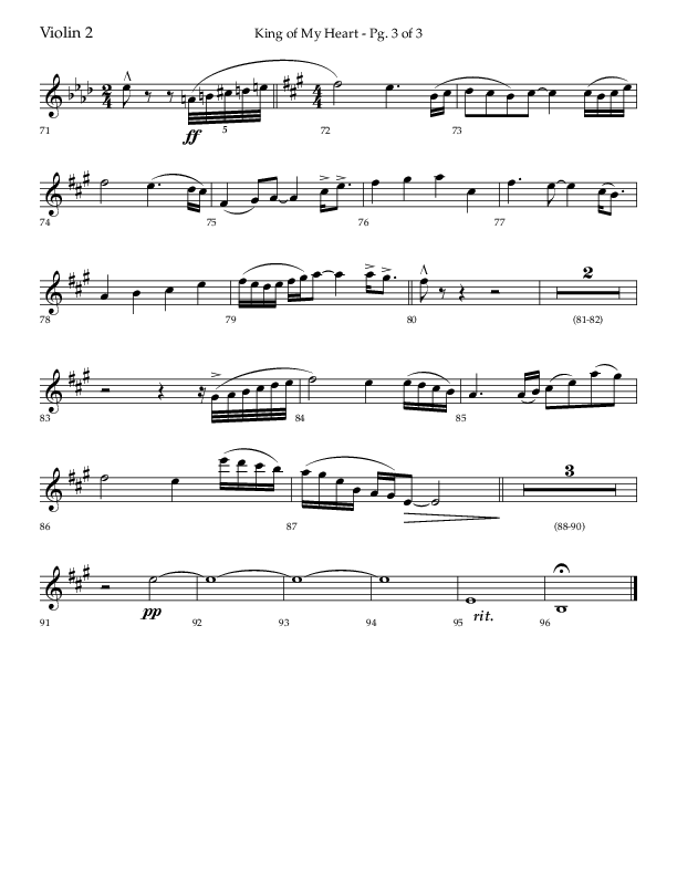 King Of My Heart (Choral Anthem SATB) Violin 2 (Lifeway Choral / Arr. Bradley Knight)
