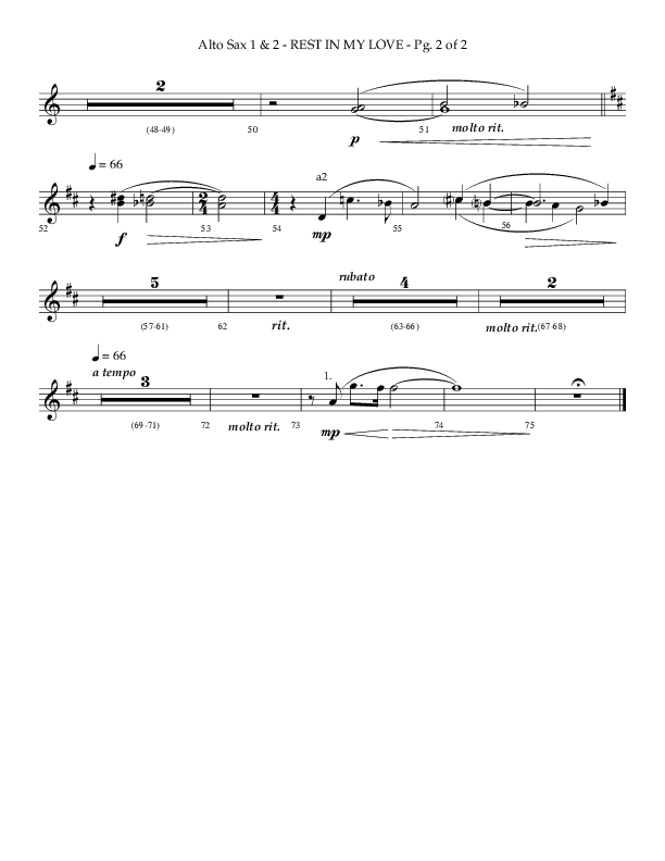 Rest In My Love (Choral Anthem SATB) Alto Sax 1/2 (Arr. Phillip Keveren / Lifeway Choral)