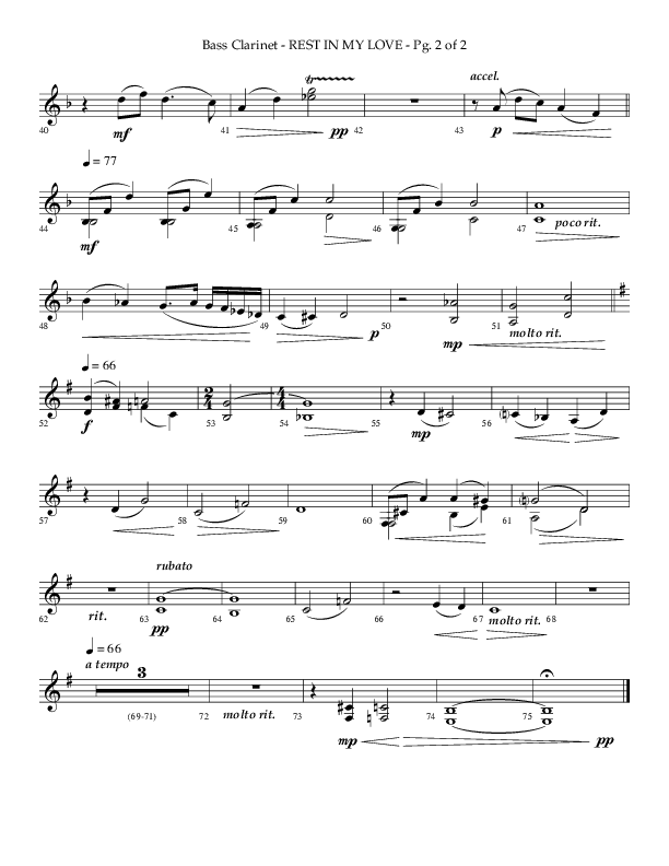 Rest In My Love (Choral Anthem SATB) Bass Clarinet (Arr. Phillip Keveren / Lifeway Choral)