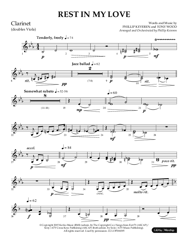 Rest In My Love (Choral Anthem SATB) Clarinet (Arr. Phillip Keveren / Lifeway Choral)