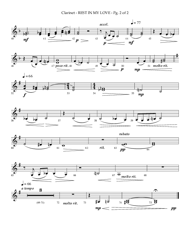Rest In My Love (Choral Anthem SATB) Clarinet (Arr. Phillip Keveren / Lifeway Choral)