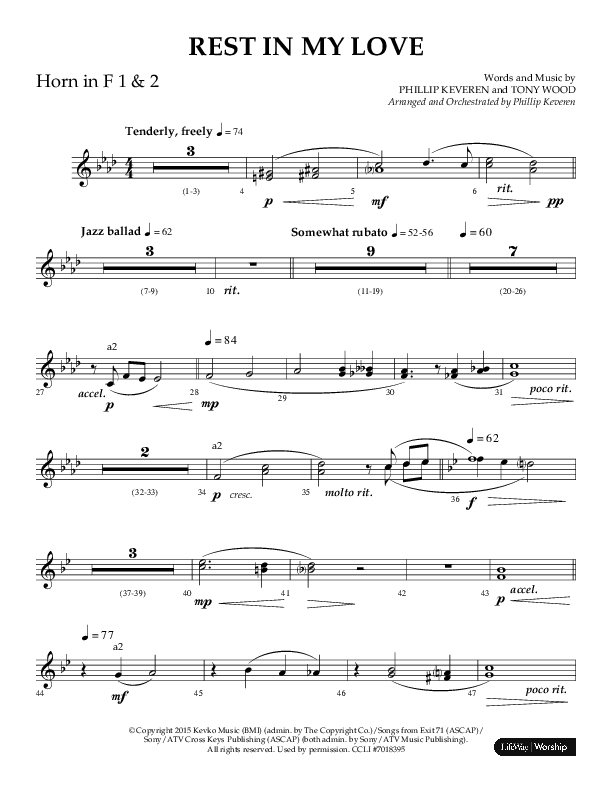 Rest In My Love (Choral Anthem SATB) French Horn 1/2 (Arr. Phillip Keveren / Lifeway Choral)