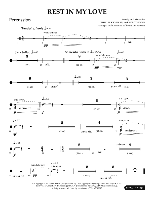Rest In My Love (Choral Anthem SATB) Percussion (Arr. Phillip Keveren / Lifeway Choral)