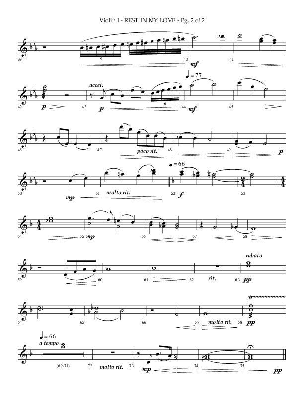 Rest In My Love (Choral Anthem SATB) Violin 1 (Arr. Phillip Keveren / Lifeway Choral)