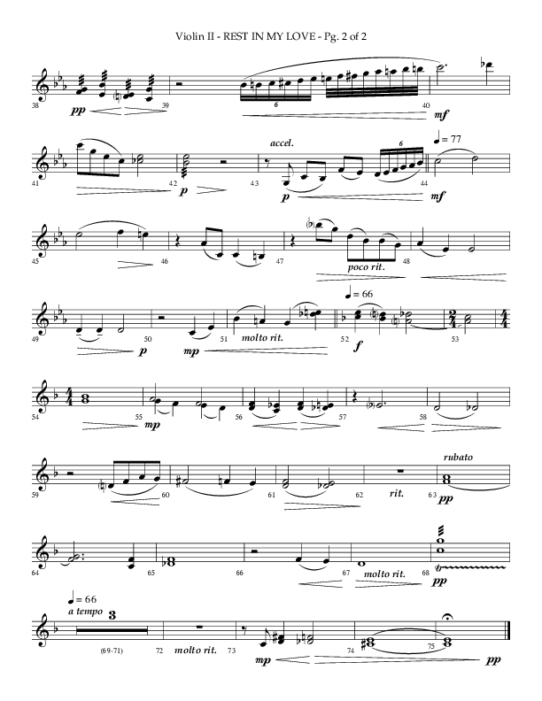 Rest In My Love (Choral Anthem SATB) Violin 2 (Arr. Phillip Keveren / Lifeway Choral)