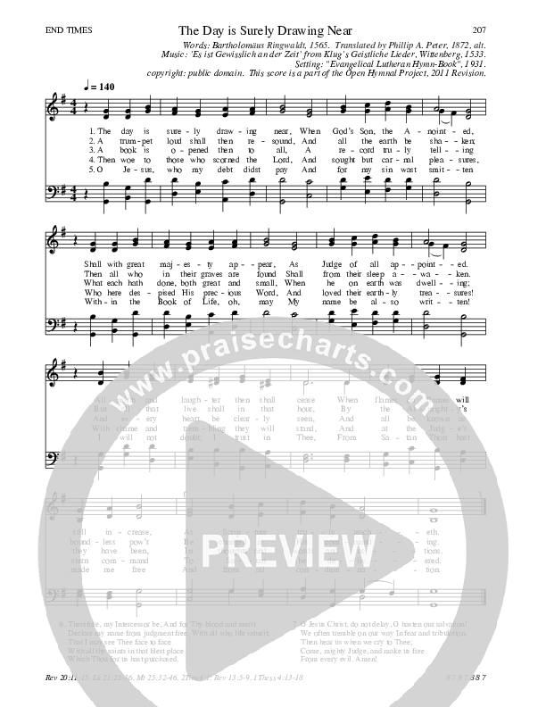 The Day Is Surely Drawing Near Hymn Sheet (SATB) (Traditional Hymn)