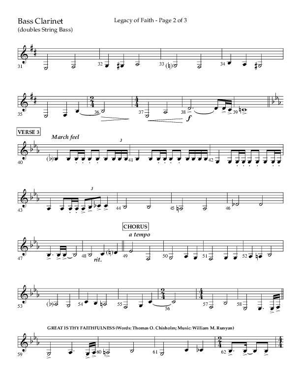Legacy Of Faith (Choral Anthem SATB) Bass Clarinet (Lifeway Choral / Arr. Bradley Knight)