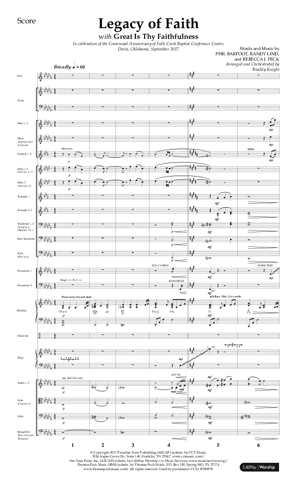 Legacy Of Faith (Choral Anthem SATB) Orchestration (Lifeway Choral / Arr. Bradley Knight)