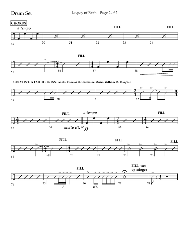 Legacy Of Faith (Choral Anthem SATB) Drum Set (Lifeway Choral / Arr. Bradley Knight)