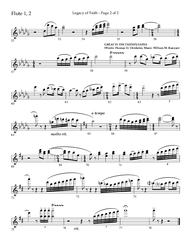 Legacy Of Faith (Choral Anthem SATB) Flute 1/2 (Lifeway Choral / Arr. Bradley Knight)