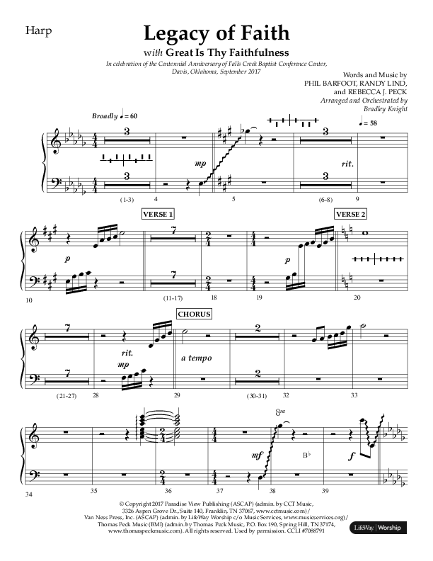 Legacy Of Faith (Choral Anthem SATB) Harp (Lifeway Choral / Arr. Bradley Knight)