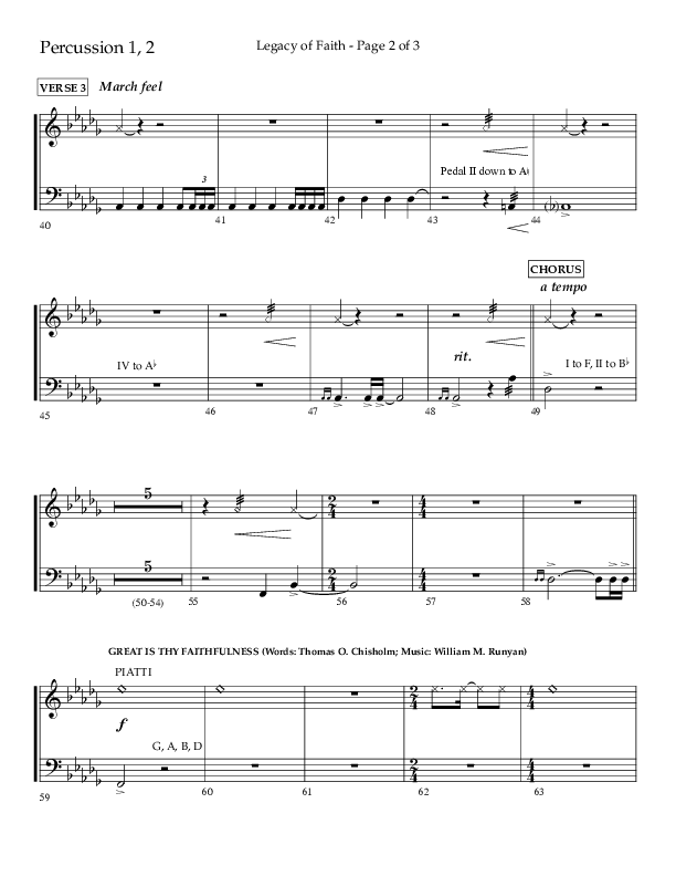Legacy Of Faith (Choral Anthem SATB) Percussion 1/2 (Lifeway Choral / Arr. Bradley Knight)