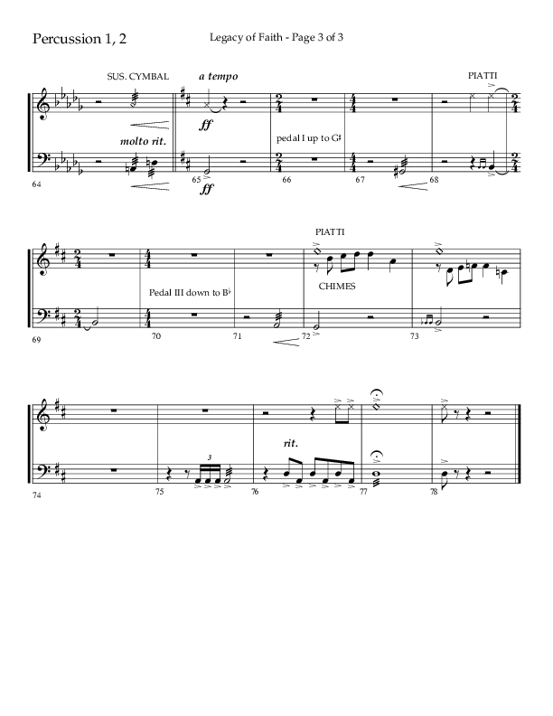 Legacy Of Faith (Choral Anthem SATB) Percussion 1/2 (Lifeway Choral / Arr. Bradley Knight)