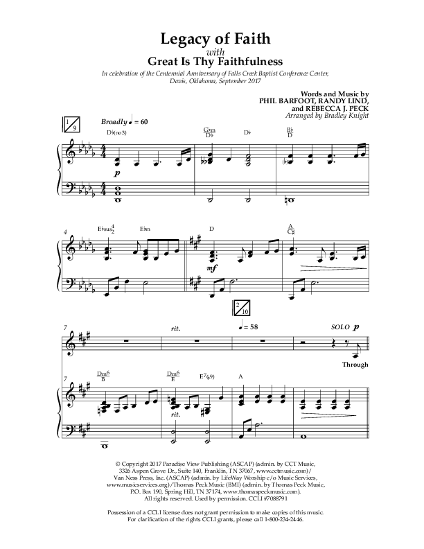 Legacy Of Faith (Choral Anthem SATB) Anthem (SATB/Piano) (Lifeway Choral / Arr. Bradley Knight)