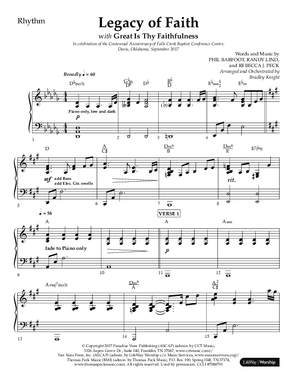Legacy Of Faith (Choral Anthem SATB) Lead Melody & Rhythm (Lifeway Choral / Arr. Bradley Knight)